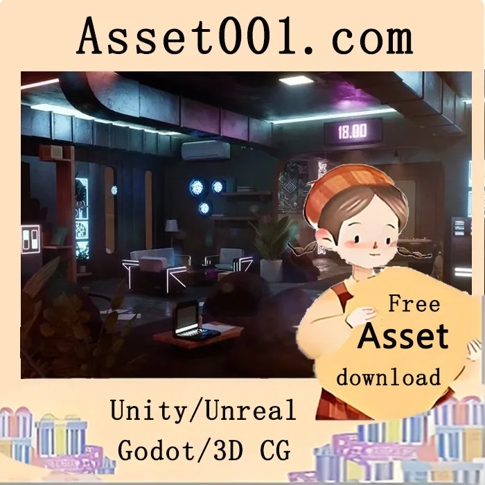 赛博朋克公寓室内环境包：暴烈风格高细节客厅与厨房场景|Cyberpunk Apartment Interior Environment 5.7