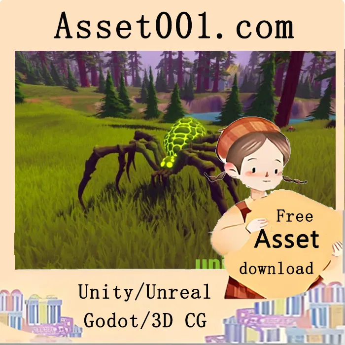 stylized spider 模型，7 种颜色变体，适用于奇幻 RPG 游戏|Stylized Spider - RPG Forest Animal v4.27+