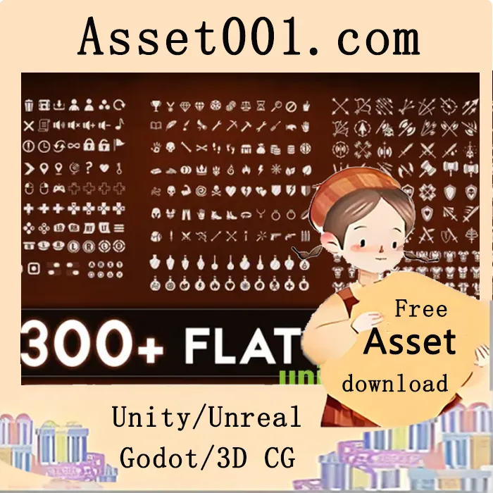 332个扁平图标包，适用于库存、技能、护甲、菜单按钮、状态和UI设计，支持移动端和PC游戏|300+ Flat Icons v4.26+