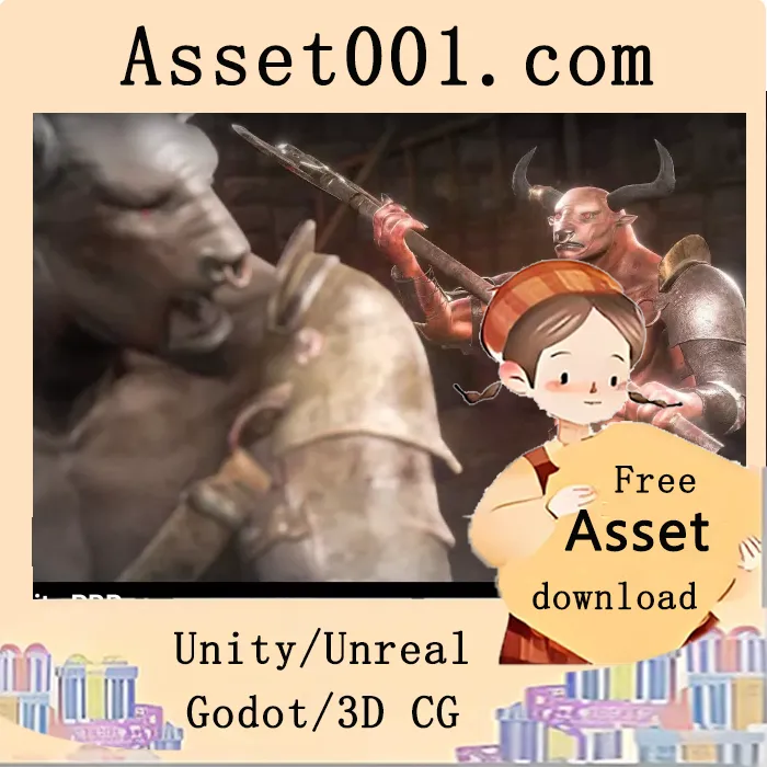 Minotaur角色包免费赠送资源包：Substance Painter文件、动画 rig 与 Unreal 单人动画|Minotaur - Bonus Files 1 - Painter files, Animation Rig, Animations for Unreal v1.0