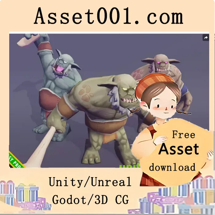 森林奥格里克角色包：含22种动画，手绘纹理，支持Mecanim骨骼系统|Forest Ogre v1.1