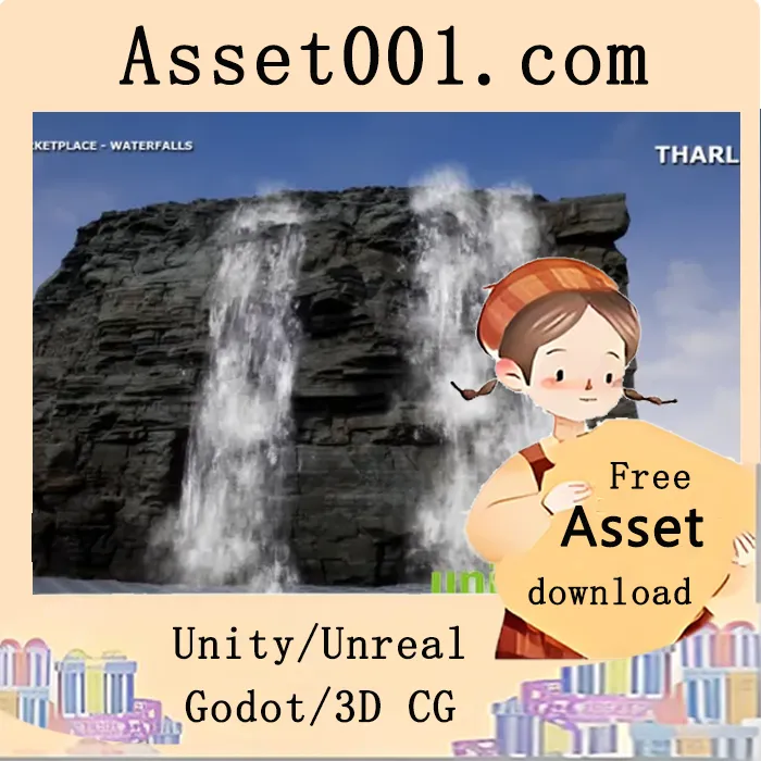 瀑布材质与效果集合：包含三种尺寸、清洁与浑浊水流及可顶点着色的流动水材质功能|Waterfalls v4.16+