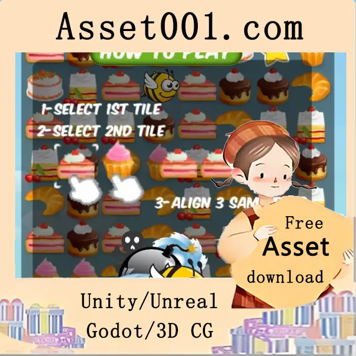 Cake Mania 匹配3完整项目：易用代码与精美特效演示|Cake Mania, Match 3 Complete Project v1.0.3