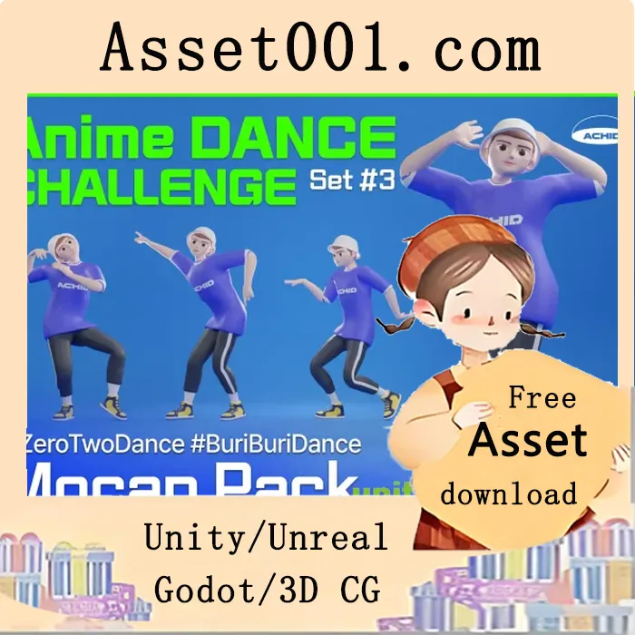 动漫舞蹈挑战动作包第3辑：12段专业舞者实录动画|Anime Dance Challenge Mocap Pack #3 v1.0.1