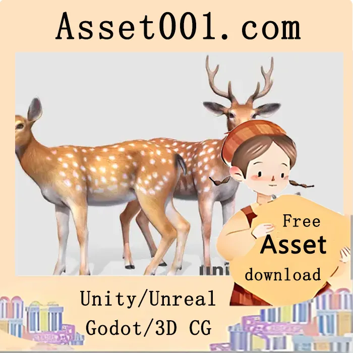 高精度德系家庭模型：65+动画、4色可选、支持移动端优化|Deer Family v5.1+