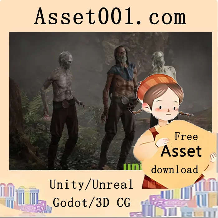 Unity/Unreal引擎中使用的Draugr僵尸怪物资源包：包含可模块化服装与随机蓝图设计|Corpse Bandit - Draugr Undead Zombie Monster Set v5.1+