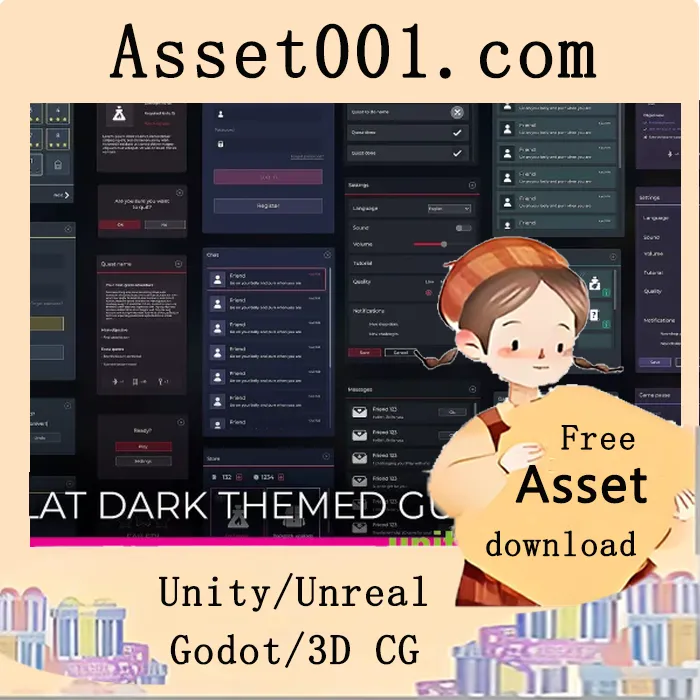 扁平深色主题GUI/UI套件！包含600+ PNG图像和108个图标，适用于游戏与应用开发|Flat Dark Themed GUI / UI Kit - over 600 PNG ! v1.02