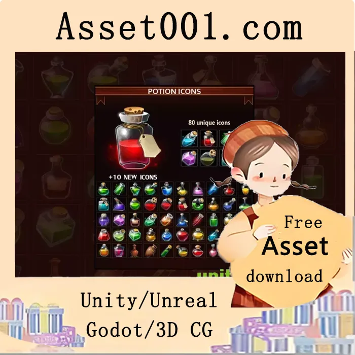 80款手绘药水图标集，适用于奇幻风格游戏|Potion Icons v1.0