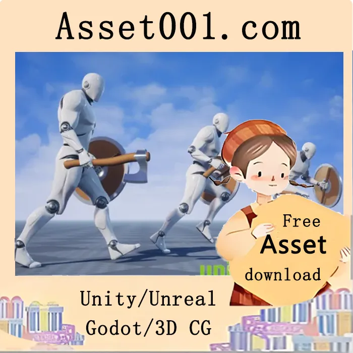 Unity/Unreal引擎axe和盾牌第三人称动画集（含IK与重定向文档）|Axe and Shield Animation Set v4.27+
