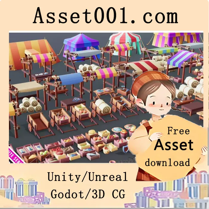 Unity市场场景系列：244个中世纪集市预制件包|Marketplace Cute Series v1.0