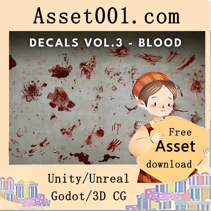 Unreal Engine 5 血液特效包：50+ 高质量可自定义血迹贴图资源|Decals VOL.3 - Blood