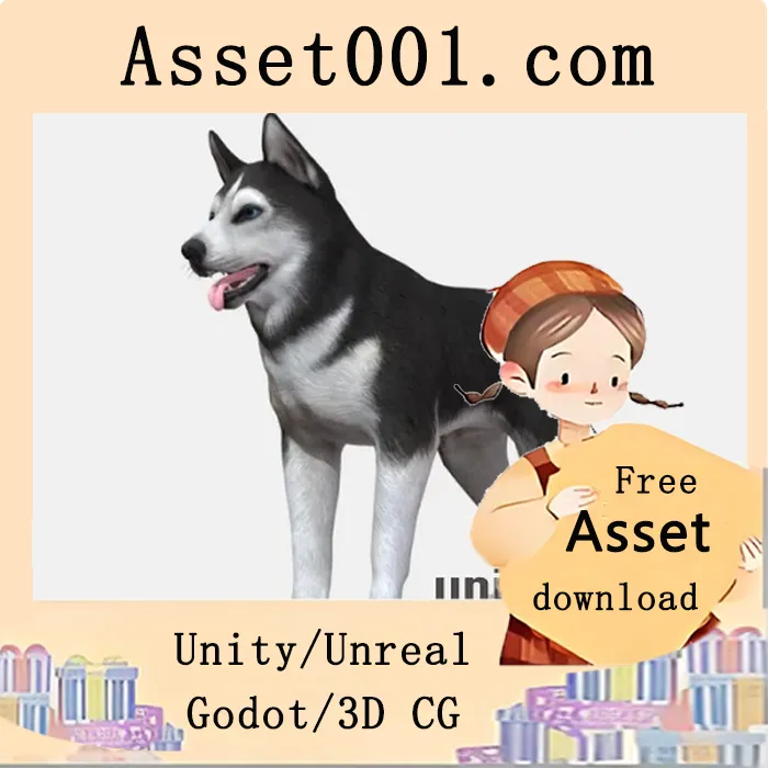 真实Husky犬模型资产：支持57根骨骼、多级LOD与双色选项|Dog - Husky v4.20-4.27+