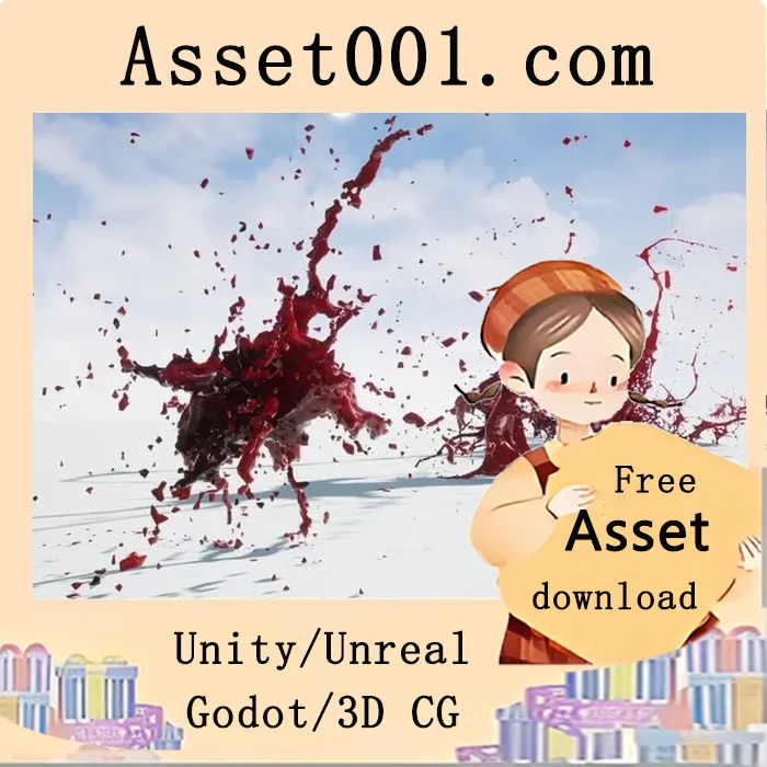 Unity/Unreal 血液特效包：包含10种爆炸与6种飞溅效果的Alembic文件|Blood FX Alembic