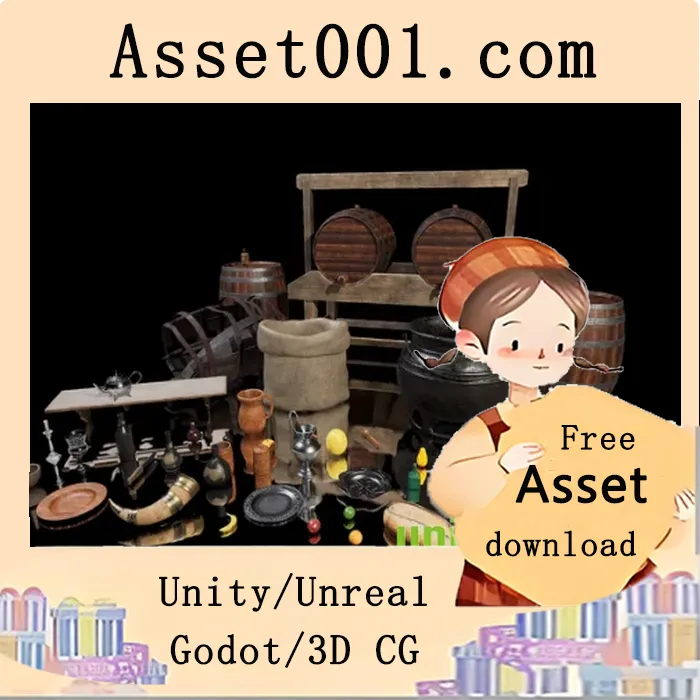 Nanite中古风食物与用餐道具套装：51个高精度模型，4K纹理，细节丰富|[Nanite] Medieval Food & Dining Kit - Food Props v5.0+