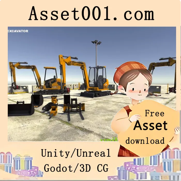 Unity商店收录的高精度小型挖掘机模型资源介绍|Mini Excavator JSR v1.0