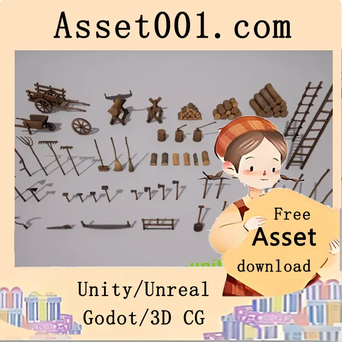 带有PBR材质的风格化中世纪农具包，包含55个高精度手捏模型|Medieval Farm Tools v1.2