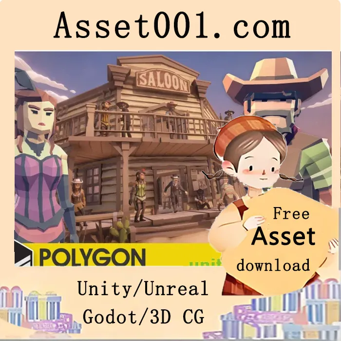 低多边形西式风格游戏资产包：包含角色、道具、武器及环境资产|POLYGON Western - Low Poly 3D Art by Synty v1.08
