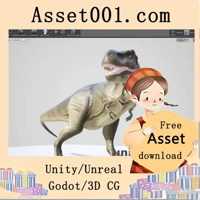 泰坦龙（Tyrannosaurus Rex）角色模型：包含24套动画的完整资源包|Tyrannosaurus Rex v4.25+