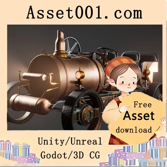 蒸汽朋克/维多利亚时代可驾驶概念车辆资源包（支持所有平台与UE5.7+）|Driveable SteamPunk Car / Vehicle ( SteamPunk Car Retro Futuristic Victorian) 5.7