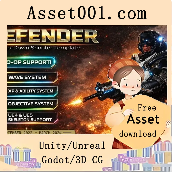 Defender：双人俯视射击游戏模板——模块化、易上手的完整行动RPG框架|Defender: Top-Down Shooter V3 (5.6)