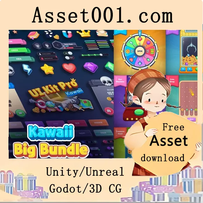 Unity kawaii 风格UI组件包，含6个可定制迷你游戏|GUI Kawaii Bundle v1.0