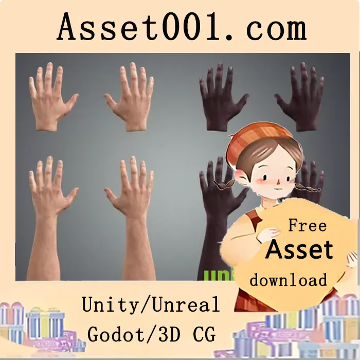 支持Ultraleap插件5.5+的4K高清男性双手模型包|Leap Motion Realistic Male Hands v1.5