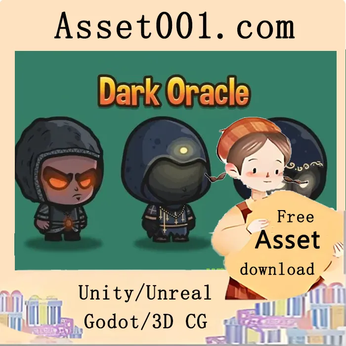 Chibi暗 oracle角色精灵矢量素材包：暗黑奇幻游戏中的神秘预言者设计|Chibi Dark Oracle Character Sprites