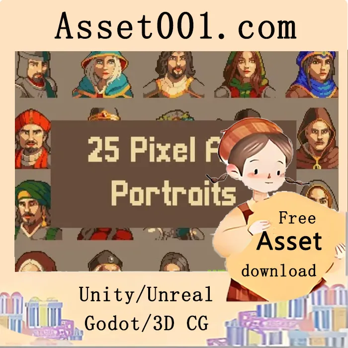 64x64中世纪像素角色肖像包：25款独特角色助力打造沉浸式中世纪世界|64x64 Medieval Pixel Character Portraits