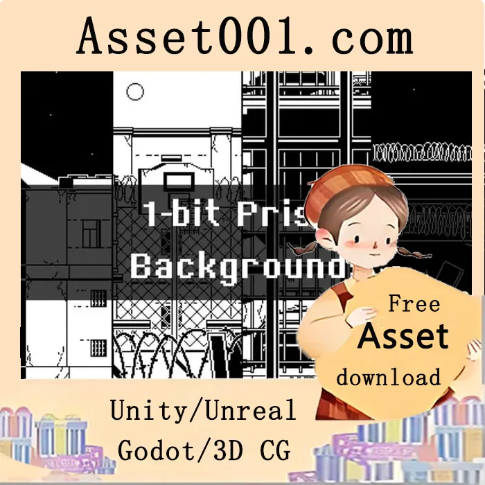 1-bit监狱像素游戏背景包：4个沉浸式暗黑场景设计|1-Bit Prison Pixel Game Backgrounds