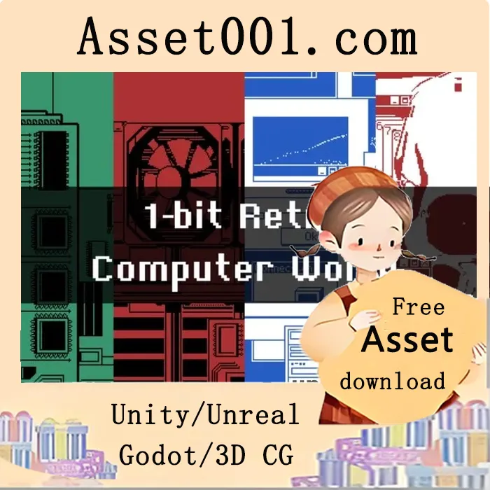 1位像素复古计算机世界背景包|1-Bit Pixel Retro Computer World Backgrounds