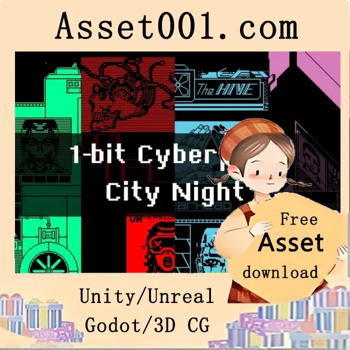 1比特赛博朋克城市夜景像素背景集|1-Bit Cyberpunk City Night Pixel Backgrounds