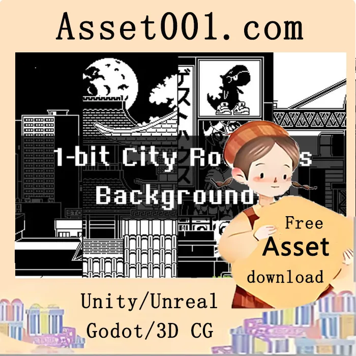 1-bit城市屋顶游戏背景包：简洁时尚的都市环境资源|1-Bit City Rooftops Game Backgrounds