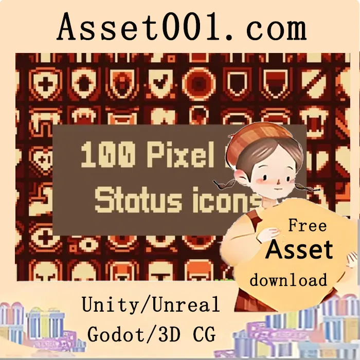 100个像素艺术状态效果图标包，适用于像素风RPG、roguelike等游戏的UI设计|100 Pixel Art Status Effect Icons Pack