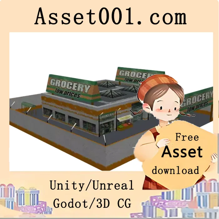 Unity商城建筑资源包：包含低/中/高模建筑及6张纹理|Food Shop v1.0