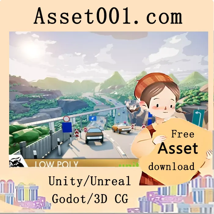高质量低多边形资产包，打造专属高速公路场景|Highway Environment (Low Poly) v1.0