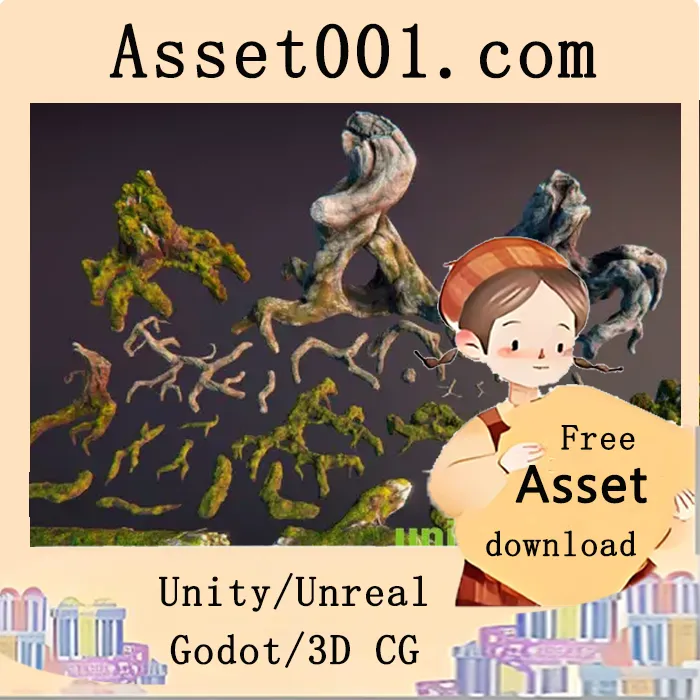 Unity自然场景用高细节枯木、树根与断木资源包|Snags & Roots v4.26+