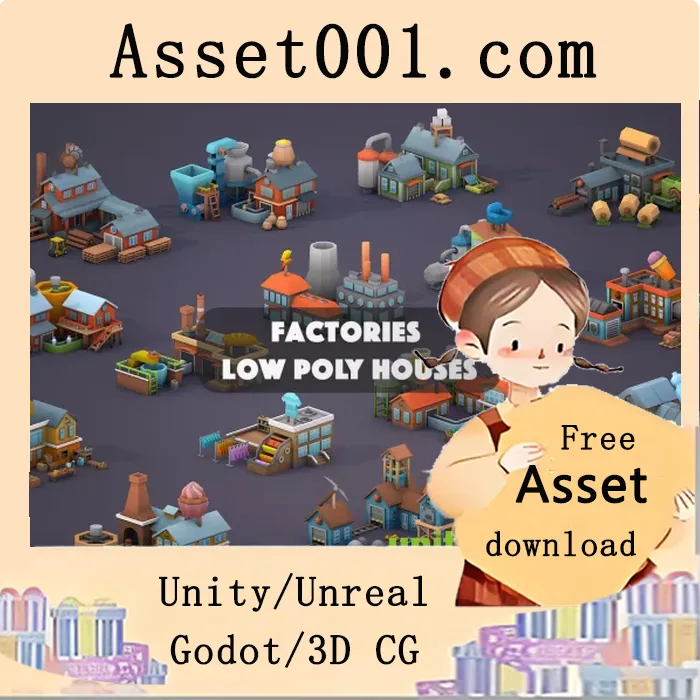 低多边形工厂建筑集合：98个预制件，适用于游戏与项目开发|Factories Low Poly Houses v1.0.0