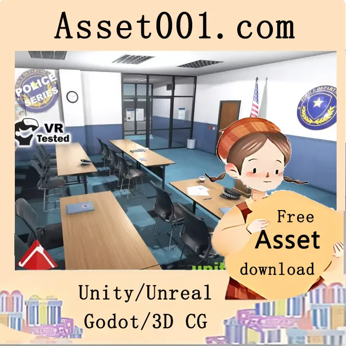 警察会议室场景：47个低多边形模型，支持VR，适用于3D项目与游戏|Police Conference Room v1.2