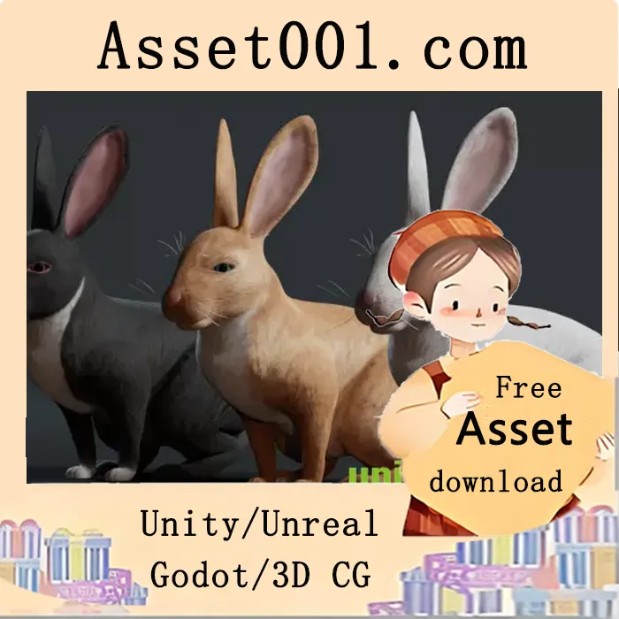 高质量真实感兔子3D模型：含3种皮肤材质与29种动画|Realistic Rabbit v4.27+