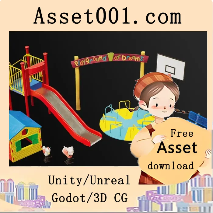 Unity/Unreal引擎游戏开发与建筑可视化用的游乐设施资产包|Playground Equipment VOL.3 ( Playground Equipment Kid Park Skateboard 3D ) v5.3+