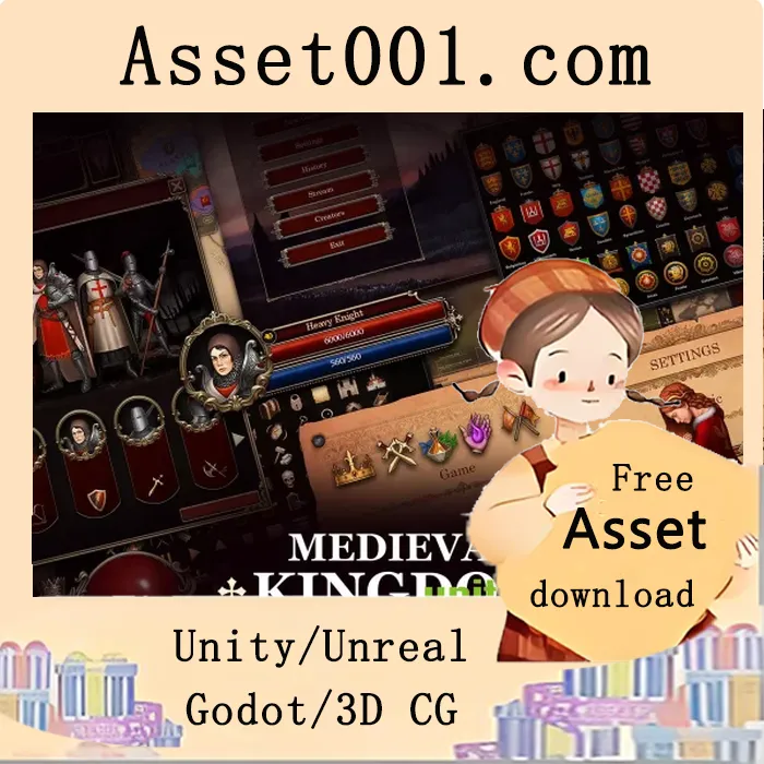 中世纪王国风格UI资源包：含461个UI元素、36张角色艺术与世界地图|Medieval Kingdom UI v1.03 (12 Feb 2026)