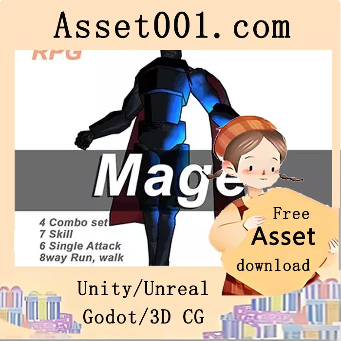 Unity资产商店：Frank RPG法师角色83种动画动作包|Frank RPG Mage v1.1