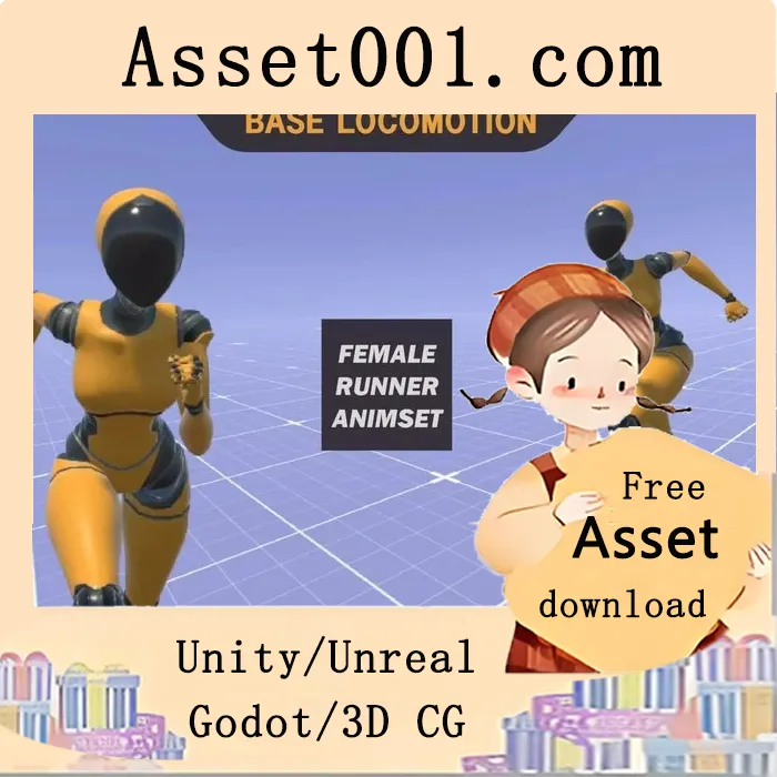 Unity资产商店女性跑步动画集：免费奔跑与冲刺v1.0|Female Runner Animset - Free Run&Sprint v1.0