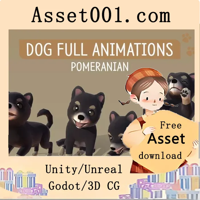 Pomeranian犬完整动画资源（Unity AssetStore）|DOG Full Animations - Pomeranian v1.0