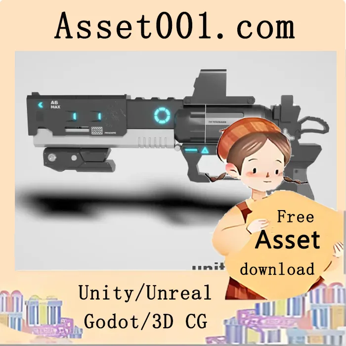 科幻风格低多边形左轮手枪3D模型，支持Unity和Unreal引擎|Sci-fi Revolver A6 v1.1