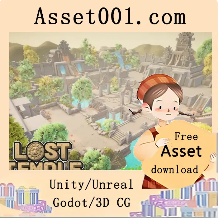 UModeler官方低多边形3D资产包：56种模型+完整演示场景|The Lost Temple v1.0.7