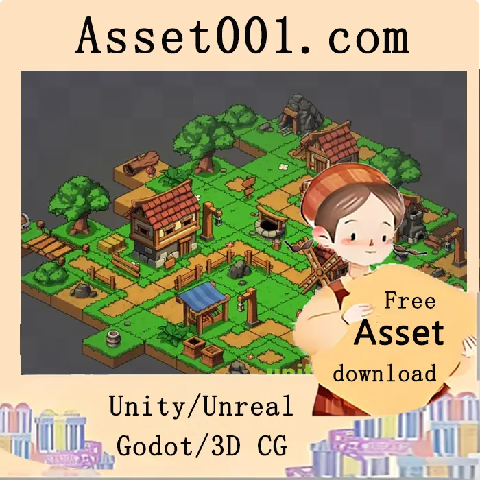 2D等轴测风格村庄地形与建筑资源包|2D Isometric Village v1.0