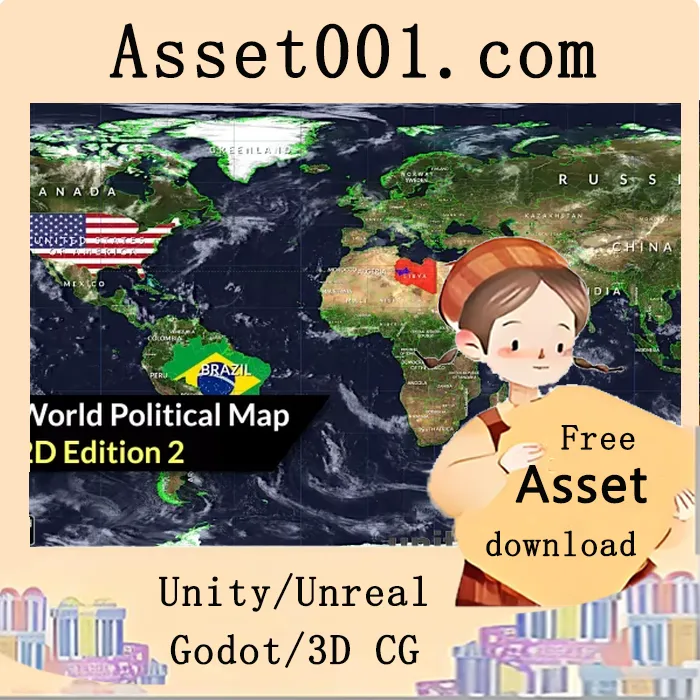 Unity World Political Map 2D Edition 2：可定制交互式全球政治地图资产|World Map 2D Edition 2 v10.0.1