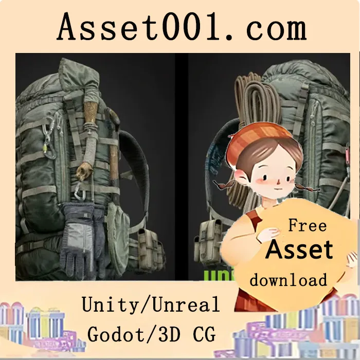 高精度背包与生存套装资源包：23款细节丰富、PBR材质支持的高质量道具|Bags, Backpack & Survival Kit v4.22-4.27+