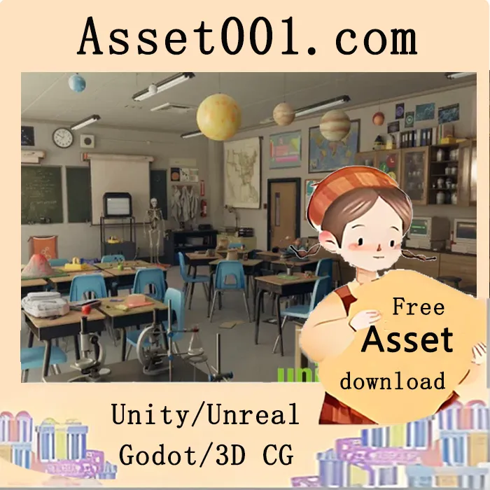 Unreal Engine打造的90年代风格高中科学实验室场景项目|High school Science Lab Classroom - 90's themed (Day/Night Lighting) v4.18-4.27+